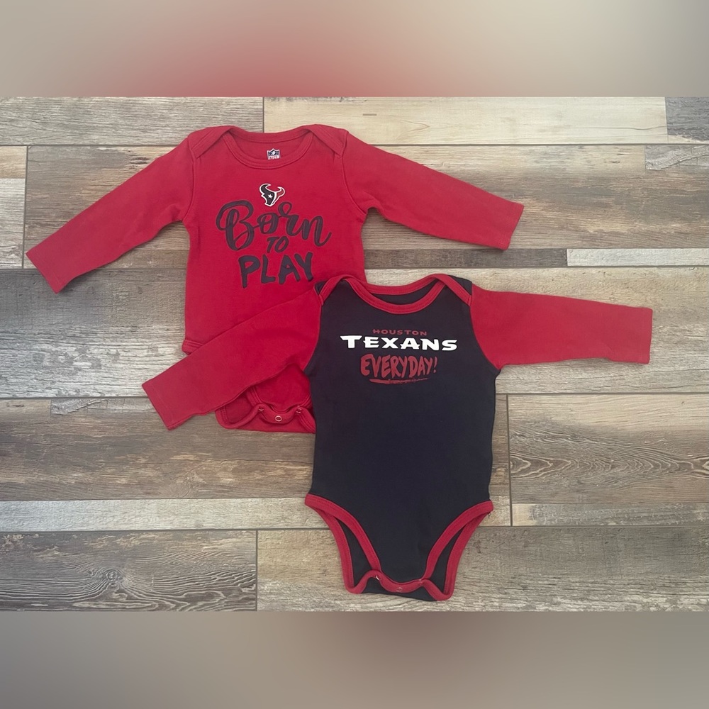 Houston Texans Baby Onesies Long Sleeve Unisex NFL Red and Navy Blue NWOT 12M